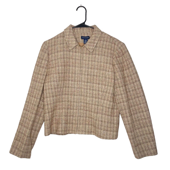 Vintage Ann Taylor Womens Jacket 12 Silk Wool Blend Old Money Full Zip NEW Prep - Picture 2 of 8